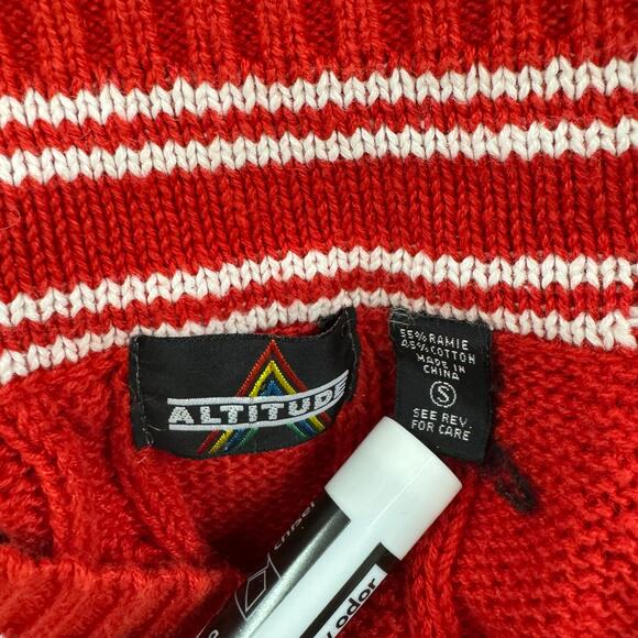 Vintage Y2K Altitude Deep V Neck Red Striped Preppy Pullover Sweater Size Small - Picture 3 of 5